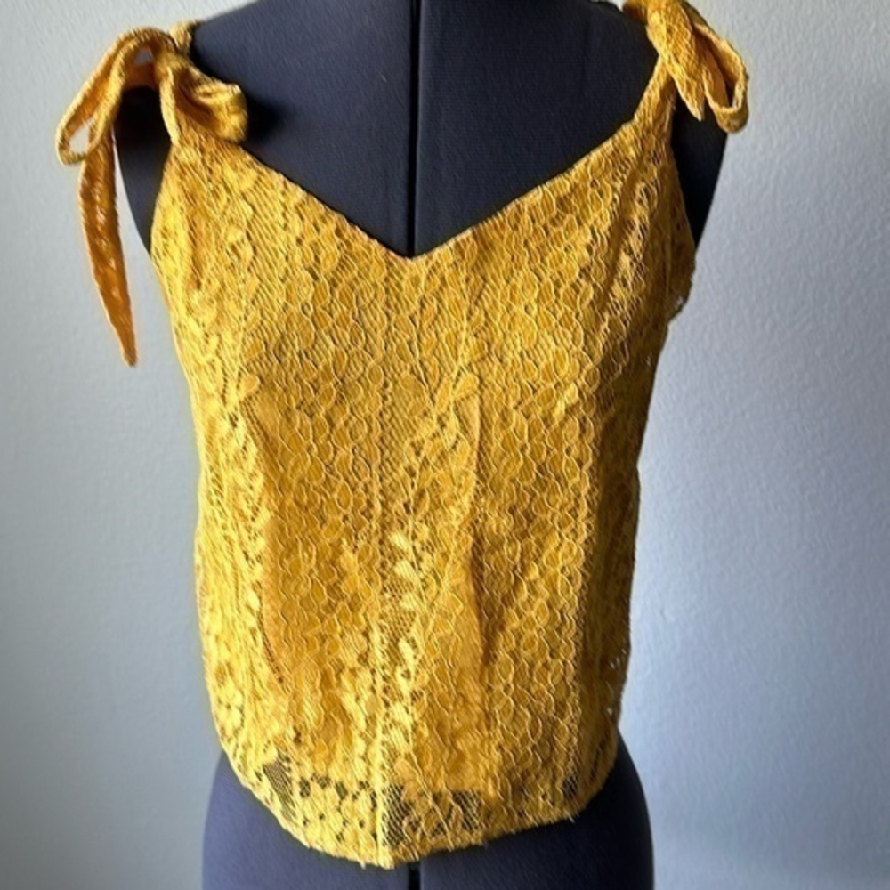 LUSH top lace adjustable straps size small zipper back marigold color